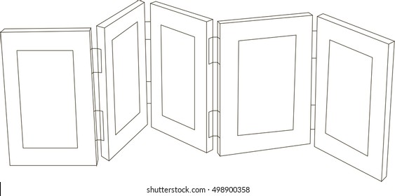 Vector illustration of five empty and wooden frame