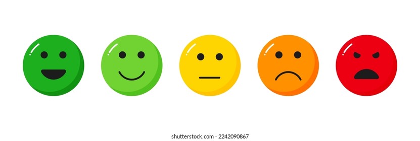 Vector illustration of Five facial expression feedback rating icon isolated