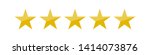 Vector illustration of five golden yellow stars in a row - best, top quality concept graphic representation