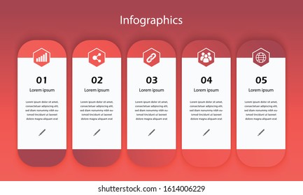 Vector illustration of five infographics concept for business. Business data visualization. timeline infographic icons designed for abstract background template.