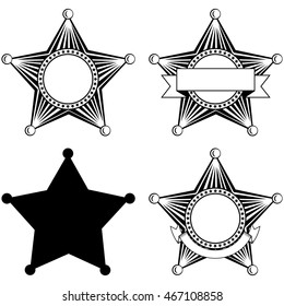 Vector illustration five pointed sheriffs star set