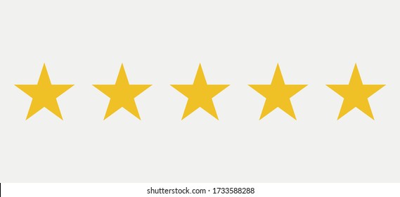 Vector illustration five quality stars,rating stars,flat icon for apps and website.