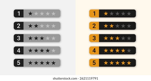 Vector illustration of Five Star Rating bar isolated on black background