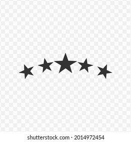 Vector illustration of five stars icon in dark color and transparent background(png)