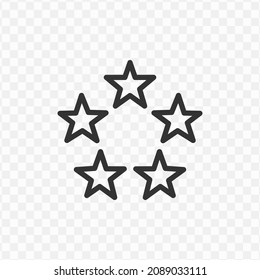 Icono vectorial de cinco estrellas en color oscuro y fondo transparente (png).