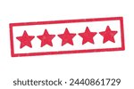 Vector illustration of Five stars rating in red ink stamp