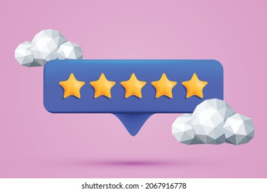Vector illustration of a five stars rating in a clouds, abstract feedback concept