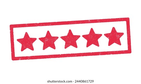 Vector illustration of Five stars rating in red ink stamp