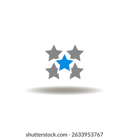 Vector illustration of five stars. Symbol of customer satisfaction. Icon of good feedback, rating review.