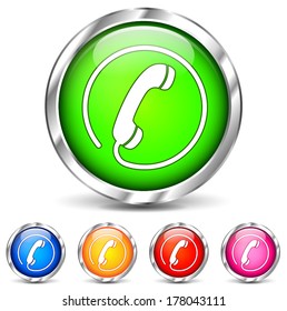 vector illustration of five telephone icons on white background