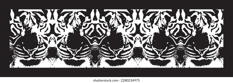 Ilustración vectorial de cinco cabezas de tigre cerradas