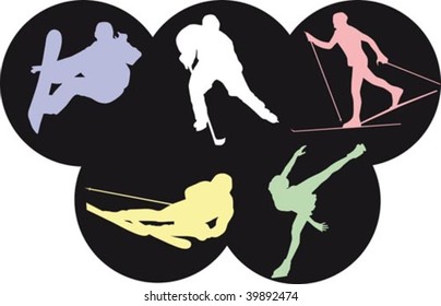 Vector illustration of five winter olympics sports