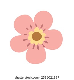 Vector illustration of a five-petal flower isolated on a white background. Suitable for botanical designs and decorative elements.