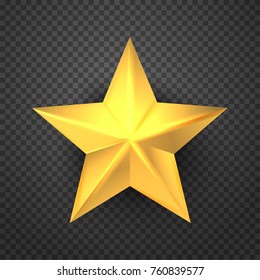 Vector illustration of five-pointed gold metal star 