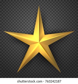 Vector illustration of five-pointed gold metal star