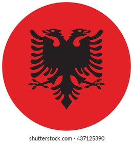 Vector illustration flag of Albania icon. Round national flag of Albania. Albania flag button