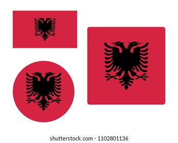 Vector illustration of Flag of Albania Set