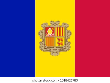 Vector Illustration Flag of Andorra for continue, Flag Of Andorra Isolated On White Background.