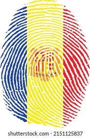 Vector illustration of the flag of Andorra in the shape of a footprint