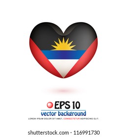 vector illustration of flag of Antigua and Barbuda in valentine heart shape