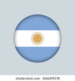 Vector illustration flag of Argentina icon, Round national flag of Argentina.