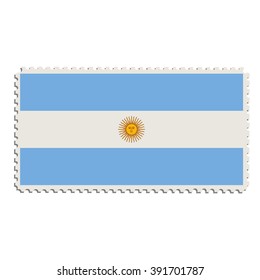 Vector illustration flag of Argentina on postage stamp.  Argentinian flag on post stamp