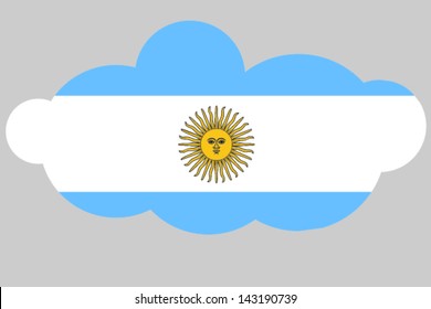 A vector illustration of the flag of Argentina in the shape of a cloud