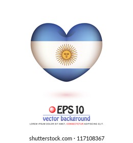 vector illustration of flag of Argentina in valentine heart shape