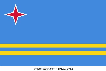 Vector Illustration Flag of Aruba (Netherlands) for continue, Flag Of Aruba (Netherlands) Isolated On White Background.