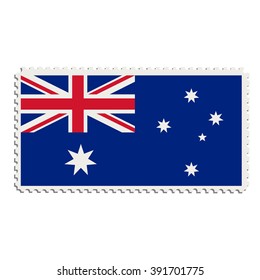 Vector illustration flag of Australia on postage stamp.  Australian flag on post stamp