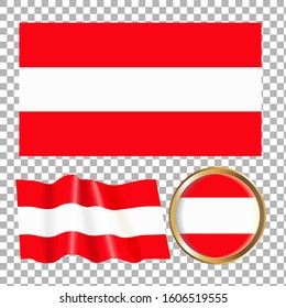 Vector illustration of the flag of Austria. Isolated image of the options of the flag of Austria. Element for decoration.