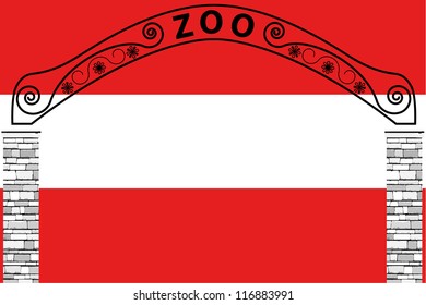 Vector Illustration of the flag of Austria with a zoo entrance