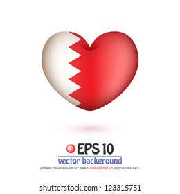 vector illustration of flag of Bahrain in valentine heart shape