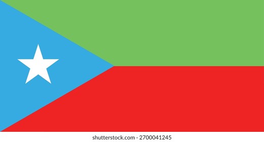 Vector illustration of the flag of Balochistan, featuring blue, green, and red horizontal sections with a white five-pointed star on the left.