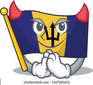 Vector illustration of flag barbados on a Devil gesture design