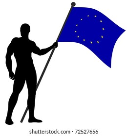 Vector illustration of a flag bearer