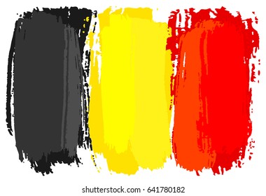 vector illustration of a flag of Belgium painted with brush strokes