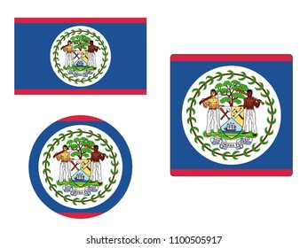 Vector illustration of Flag of Belize Set