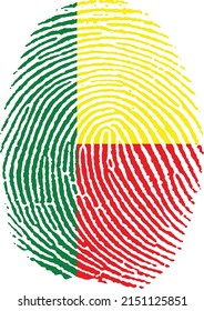 Vector illustration of the flag of Benin in the shape of a footprint