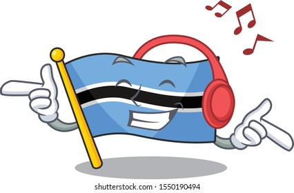 Vector illustration of flag botswana cartoon style listening music