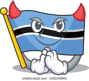 Vector illustration of flag botswana on a devil gesture design
