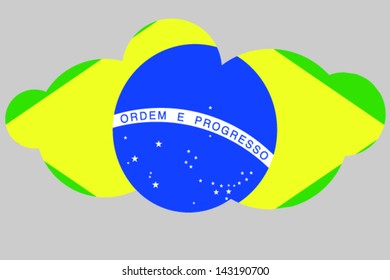A vector illustration of the flag of Brazil in the shape of a cloud