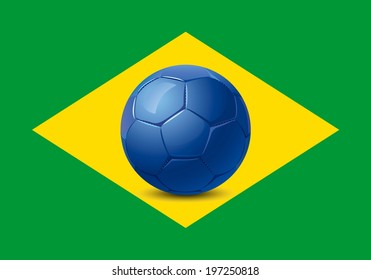 vector illustration of flag of Brazil with soccer ball