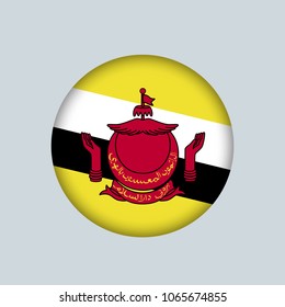 Vector illustration flag of Brunei icon, Round national flag of Brunei.