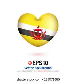 vector illustration of flag of Brunei in valentine heart shape
