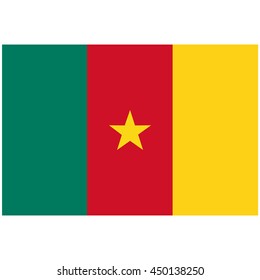 Vector illustration flag of Cameroon icon. Rectangle national flag of Cameroon. Cameroon flag button