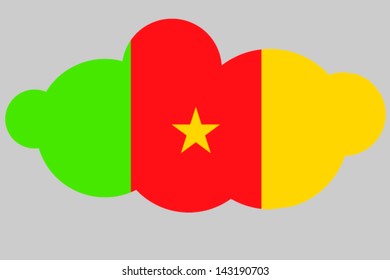 A vector illustration of the flag of Cameroon in the shape of a cloud