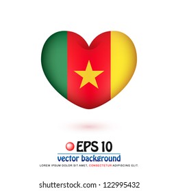 vector illustration of flag of Cameroon in valentine heart shape