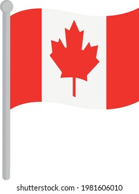 Vektorgrafik der Flagge von Canada auf einem Pol