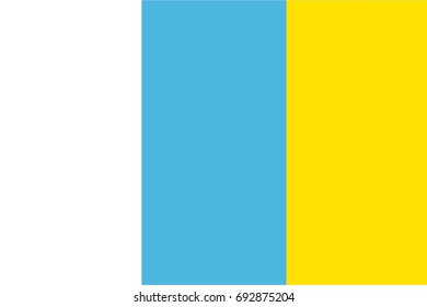 Vector illustration flag of the Canary Islands. White, blue and yellow striped background